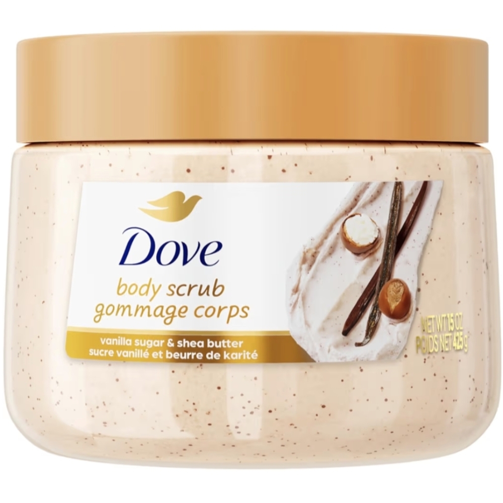 Dove Vanilla Sugar & Shea Butter Body Scrub Exfoliates and Deeply Nourishes 15oz